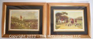 Two (2) Framed Equestrian Hunting Prints, 13" x 16".