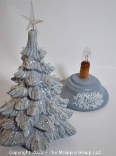 Blue Ceramic Light Up Christmas Tree.