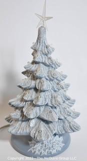 Blue Ceramic Light Up Christmas Tree.