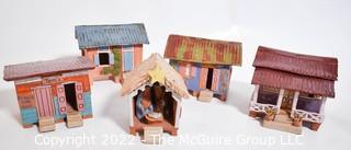 Primitive Artisan Made Pottery Houses. 