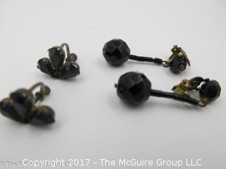 (2) Pair of earrings; #1244  Goth, Steampunk, vintage "Mourning jewelry".