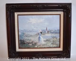 Framed Contemporary Oil on Canvas Woman in field Signed Marie Charlot.