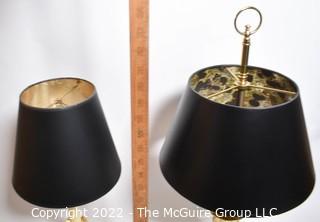 Two (2) Brass Candlestick Style Table Lamps with Black Shades.