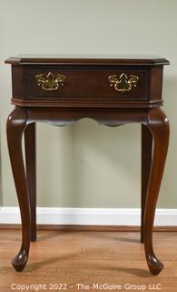 Mersman Waldron Mahogany Queen Ann End Table with Brass Pulls. 20" W x 28" H x 12" D