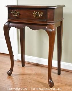 Mersman Waldron Mahogany Queen Ann End Table with Brass Pulls. 20" W x 28" H x 12" D