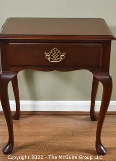 Harden Furniture Solid Cherry Chippendale Single Drawer End Table. 22" W x 26" H x 17" D.