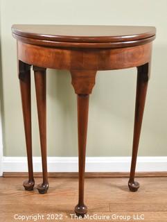 Harden Cherry Demilune Queen Anne Flip Top Console Accent Table.  27" T x 22"D 