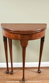 Harden Cherry Demilune Queen Anne Flip Top Console Accent Table.  27" T x 22"D 