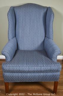 Blue Upholstered Wingback Chair. 30"W x 43"T