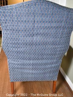 Blue Upholstered Wingback Chair. 30"W x 43"T