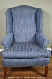 Blue Upholstered Wingback Chair. 30"W x 43"T