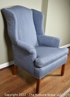 Blue Upholstered Wingback Chair. 30"W x 43"T