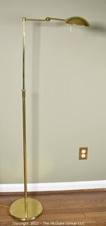 Brass Clam Shell Floor Lamp with Articulated Arm. 55"T