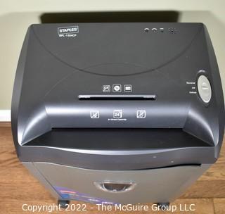 A Staples-Brand Paper Shredder, Model SPL-1524CP.