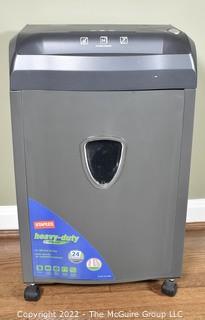 A Staples-Brand Paper Shredder, Model SPL-1524CP.