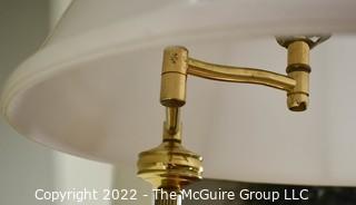 Brass Transitional Style Swing Arm Floor Lamp with Shade.  58" tall,