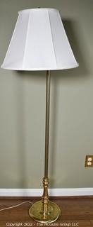 Brass Transitional Style Swing Arm Floor Lamp with Shade.  58" tall,