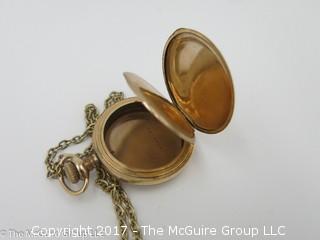 Ladies gold plated pocket watch case; 1 1/4" outside diameter; Philadelphia Watch Case Co; #1247