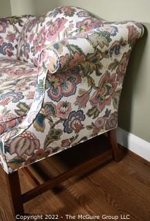 20th Century Chintz Upholstered Settee Loveseat.  One of a pair.  56" long.