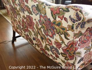 20th Century Chintz Upholstered Settee Loveseat.  One of a pair.  56" long.