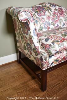 20th Century Chintz Upholstered Settee Loveseat.  One of a pair.  56" long.