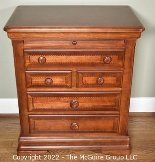 Alexander Julian 'Home Colors' Cherry Bachelor's Chest with Inlaid Trim.  One of pair. 30"H x 26"W x 16" D