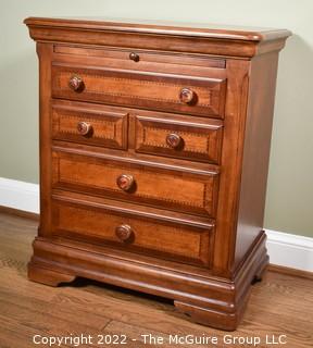 Alexander Julian 'Home Colors' Cherry Bachelor's Chest with Inlaid Trim.  One of pair. 30"H x 26"W x 16" D