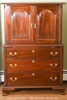 Stickley Leopold Original Solid Cherry Chippendale Wardrobe with Chest of Drawers with Brass Pulls. 39"W x 20.5"D x 58.5"T