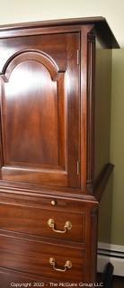 Stickley Leopold Original Solid Cherry Chippendale Wardrobe with Chest of Drawers with Brass Pulls. 39"W x 20.5"D x 58.5"T