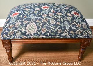 Upholstered Tapestry Cherry Foot Stool. 13" x 19" x 12"T