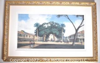 Gilt Framed Under Glass Print "Marine Square".  15" x 23".