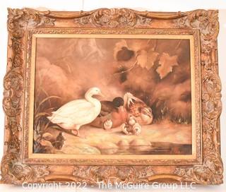 Framed Oil on Canvas of Ducks with Chicks Signed by Artist E. Vogel.  32" x 26".