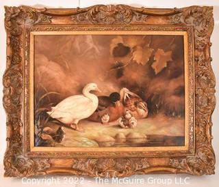 Framed Oil on Canvas of Ducks with Chicks Signed by Artist E. Vogel.  32" x 26".