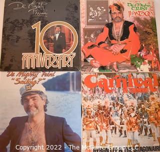 Four (4) Vintage Vinyl 33 Rpm LP Records. De Mighty Trini, Trinidad Musician, Signed by artist.