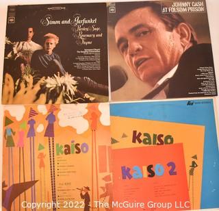 Four (4) Vintage Vinyl 33 Rpm LP Records. Johnny Cash & Simon and Garfunkel.