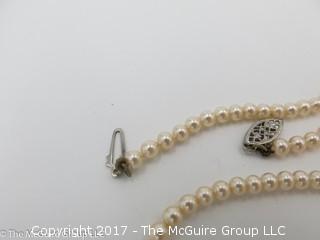 15 1/2" faux 3mm pearl necklace; #1251 