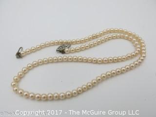 15 1/2" faux 3mm pearl necklace; #1251 