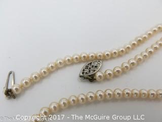 15 1/2" faux 3mm pearl necklace; #1251 