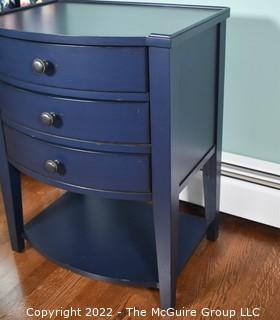 Blue Three Drawer Night Table.  16"x 22" x 28".