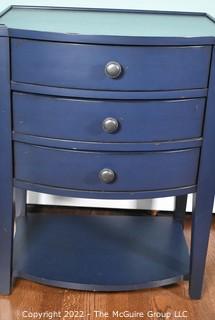 Blue Three Drawer Night Table.  16"x 22" x 28".