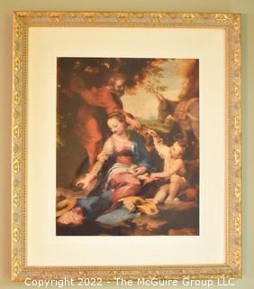 Gilt Framed Under Glass Print of Madonna & Child.  16" x 20".