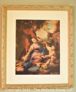 Gilt Framed Under Glass Print of Madonna & Child.  16" x 20".