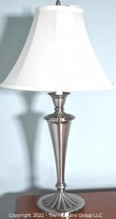 Silver Contemporary Table Lamp with Shade. 28"T