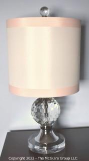 Crystal Ball Table Lamp with Glass Base and Shade. 18".