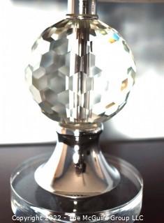 Crystal Ball Table Lamp with Glass Base and Shade. 18".