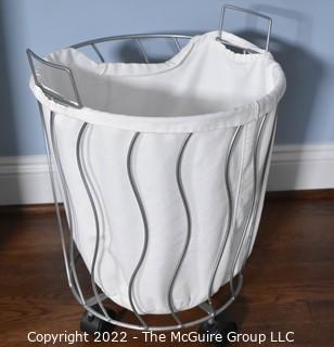 Rolling Wire with Canvas Liner Laundry Basket.