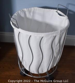 Rolling Wire with Canvas Liner Laundry Basket.