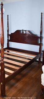 Cherry Queen Anne Style Four Poster Bed.  63"W x 58"L x 74"T