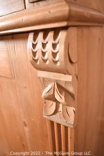 Antique Primitive Pine Cupboard Cabinet with Carved Corbel Decoration.  43.5" x 18" x 45"T.