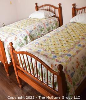 Pair of Pine Spindle Twin Beds.  42" W x 82"L